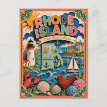 PopCut Estados Rhode Island Colorida Arte em Papel