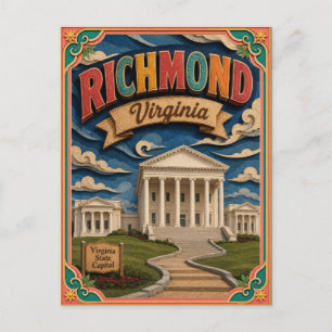 Cartão Postal PopCut Estados Richmond Virgínia Arte em Papel