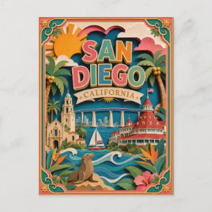 Cartão Postal PopCut Estados San Diego Califórnia Arte em Papel