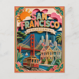 Cartão Postal PopCut Estados São Francisco Califórnia Arte em Pa