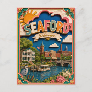Cartão Postal PopCut Estados Seaford Delaware Arte em Papel