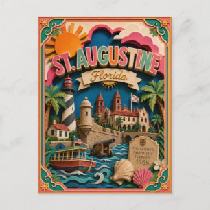Cartão Postal PopCut Estados St. Augustine Flórida Arte em Papel