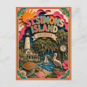 Cartão Postal PopCut Estados St. Simons Island Geórgia Arte em P