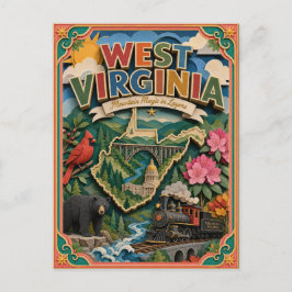 Cartão Postal PopCut Estados Unidos Virgínia Ocidental Colorida 