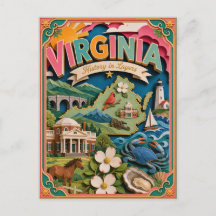 PopCut Estados Virgínia Arte Colorida em Papel 3D