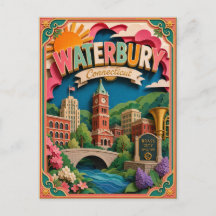 PopCut Estados Waterbury Connecticut Arte em Papel