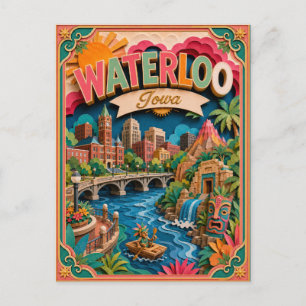 Cartão Postal PopCut Estados Waterloo Iowa Arte em Papel