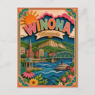 Cartão Postal PopCut Estados Winona Minnesota Arte em Papel