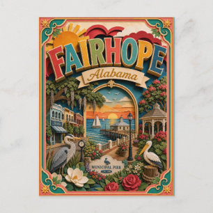 Cartão Postal PopCut States Feira Esperança Alabama Arte de Pape