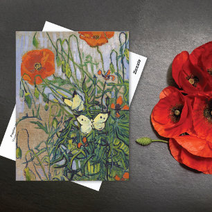 Cartão Postal Poppies Butterflies Vincent van Gogh
