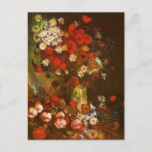 Cartão Postal Poppies Cornflower Peonies Chrysanthemum Van Gogh