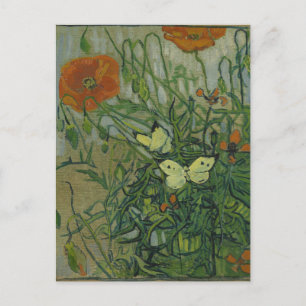 Cartão Postal Poppies e Borboletas por Vincent Van Gogh