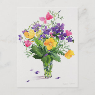 Cartão Postal Poppies e Gerânios