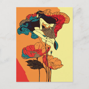 Cartão Postal Poppies Girl in the Wind