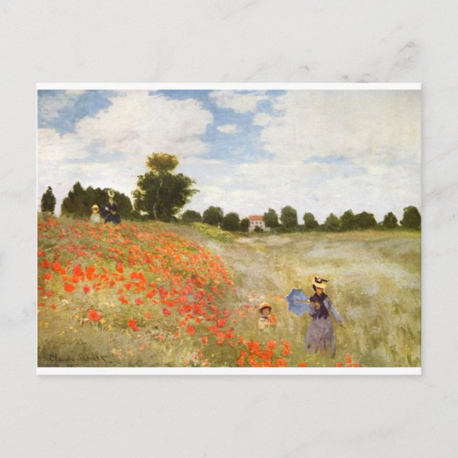 Cartão Postal Poppies Vermelhos Blooming - Claude Monet (Frente)