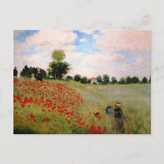 Cartão Postal Poppies vermelhos por Monet - Mulher Parasol do Ca