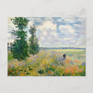 Cartão Postal Poppy Fields perto do Argenteuil por Claude Monet