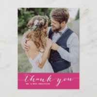 Poppy | Script Wedding Obrigado Cartão-Postal Vert