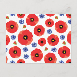 Cartão Postal Poppys E Cornflower Patterno