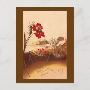 Cartão Postal Popy e Wheat Vintage Autumn