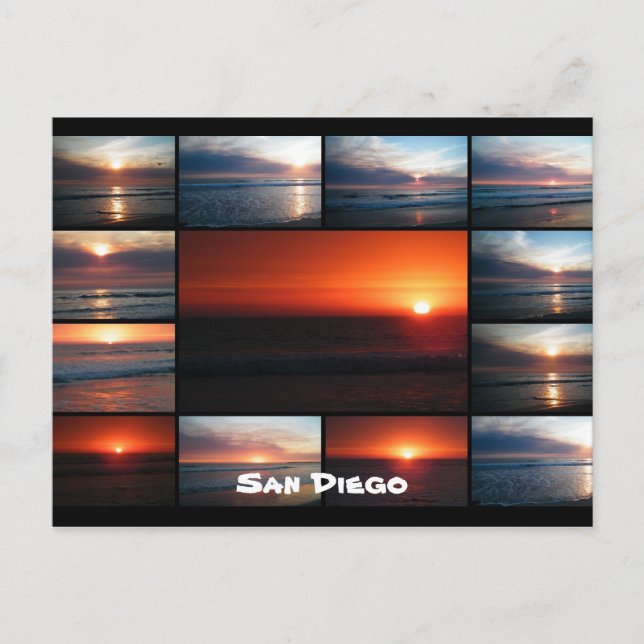 Cartão Postal Por do sol da colagem (Frente)