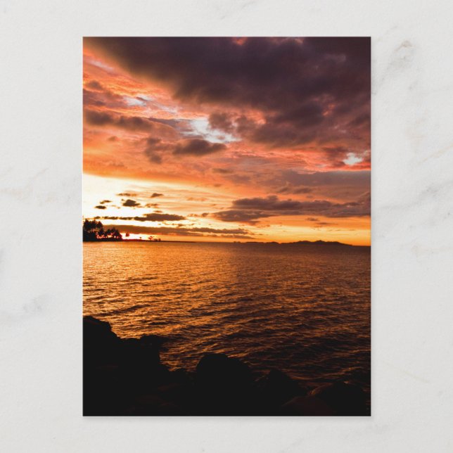 Cartão Postal Por do sol da ilha de Denaru, Fiji (Frente)