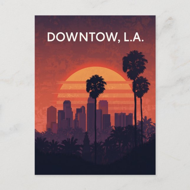 Cartão Postal Pôr do sol da palmeira de Los Angeles (Frente)
