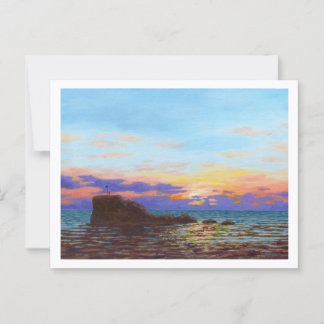 Cartão Postal pôr do sol da praia de Perranporth