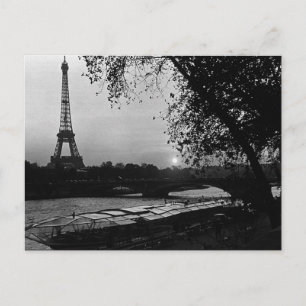 Cartão Postal Pôr do sol da torre Eiffel Paris França vintage
