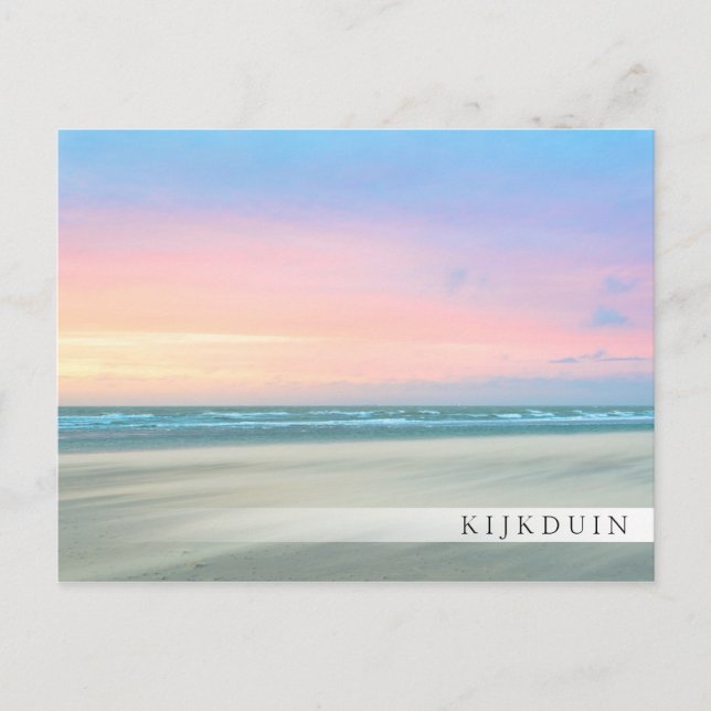 Cartão Postal pôr do sol de abstrato na praia em Haia (Frente)