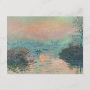Cartão Postal Pôr do sol de Monet no Sena Arte Fina Impressionis