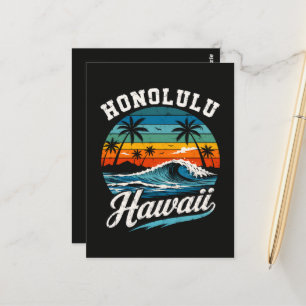 Cartão Postal Pôr do sol de surf em Honolulu Havaí
