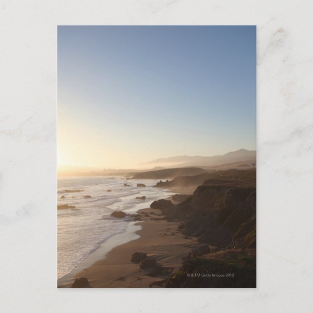 Cartão Postal pôr do sol de verão na rodovia da Califórnia 1 (Frente)