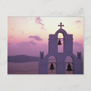 Cartão Postal Pôr do Sol Deslumbrante: Santorini Fira ao pôr do 