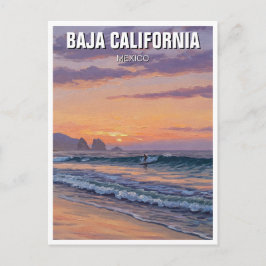 Cartão Postal Pôr do sol do surfista Baja California