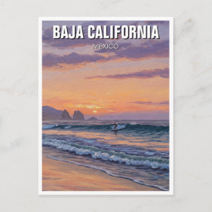 Cartão Postal Pôr do sol do surfista Baja California