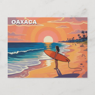 Cartão Postal Pôr do sol do surfista moderno Oaxaca México