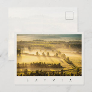 Cartão Postal Pôr do sol dourado sobre Vidzeme, Letônia