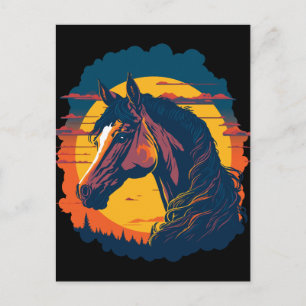 Cartão Postal Pôr Do Sol E Cabeça De Cavalo
