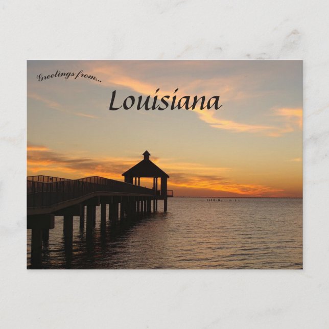 Cartão Postal Pôr do sol e gazebo na Louisiana (Frente)