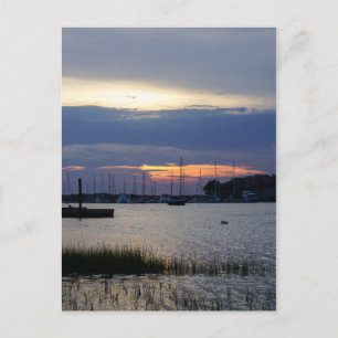 Cartão Postal Pôr Do Sol Em Folly Harbor