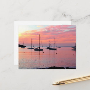 Cartão Postal Pôr do sol em Ibiza na Baía de Portinatx - Barcos