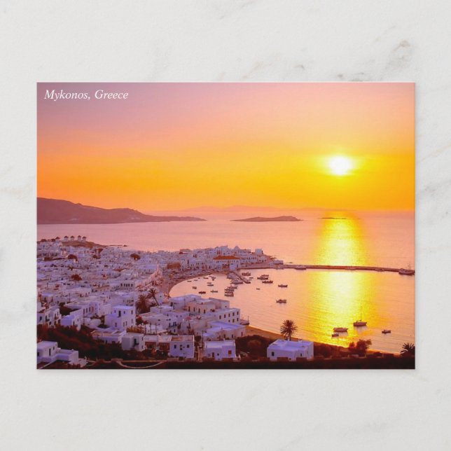 Cartão Postal Por do sol em Mykonos, piscina (Frente)