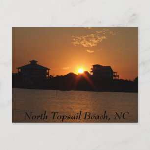 Cartão Postal Pôr do sol em North Topsail, Praia de North Topsai