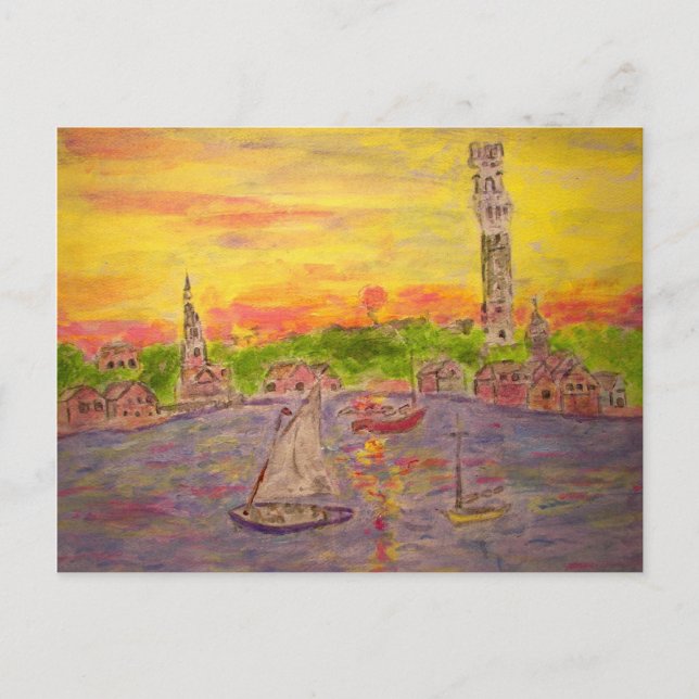 Cartão Postal pôr do sol em provincetown (Frente)