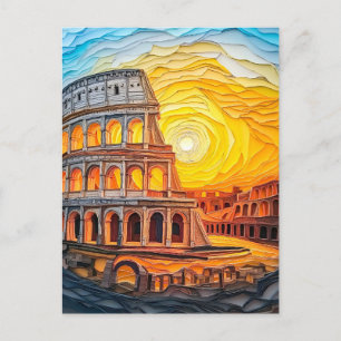 Cartão Postal Pôr do sol em quilling no Coliseu em Roma