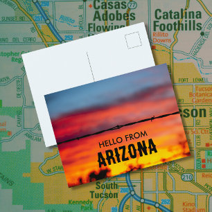 Cartão Postal Pôr do Sol em Tucson Arizona Fotografia Original