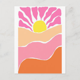 Cartão Postal Pôr do sol laranja e rosa pálido Boho