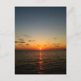 Cartão Postal pôr do sol lindo oceano amarelo laranja vermelho