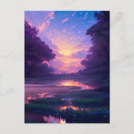 Cartão Postal Pôr do sol místico sobre o pântano